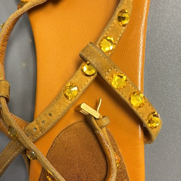 Gucci Crystal Leather Sandals - Picture 5 of 11